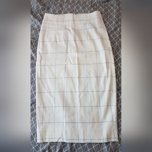 Le chateau linen cream and blue checkered skirt